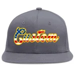 Custom Dark Gray Vintage USA Flag-Gold Flat Eaves Sport Baseball Cap