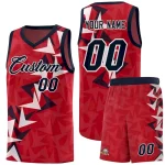 Custom Red Boomerang Pattern Sets Basketball Jersey