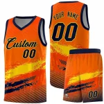 Custom Orange Gold and Navy Graffiti Pattern Sports Uniform Basketball Jersey