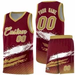 Custom Crimson White and Khaki Graffiti Pattern Sports Uniform Basketball Jersey
