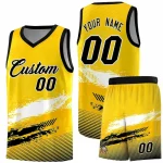 Custom Yellow White and Black Graffiti Pattern Sports Uniform Basketball Jersey