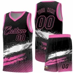 Custom Black White and Pink Graffiti Pattern Sports Uniform Basketball Jersey