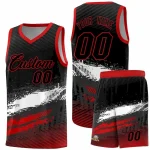 Custom Black White and Red Graffiti Pattern Sports Uniform Basketball Jersey
