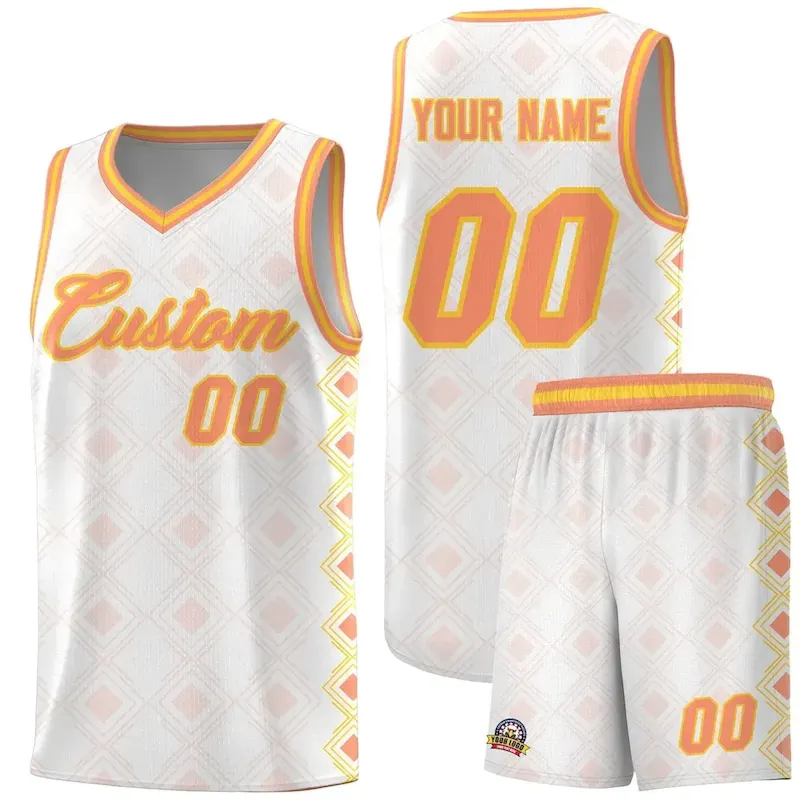 Custom White Side Blocks Sports Uniform Basketball Jersey