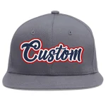 Custom Dark Gray Navy-White Flat Eaves Sport Baseball Cap