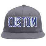Custom Dark Gray Royal-White Flat Eaves Sport Baseball Cap