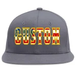 Custom Dark Gray Vintage USA Flag-Gold Flat Eaves Sport Baseball Cap