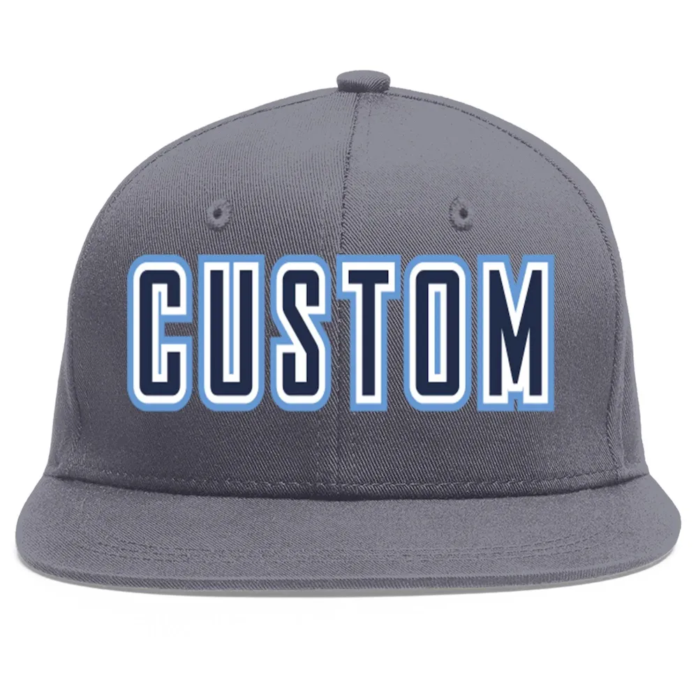Custom Light Blue White-Navy Color Block Personalized Authentic Two-Button Baseball Jersey