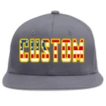 Custom Dark Gray Vintage USA Flag-Gold Flat Eaves Sport Baseball Cap
