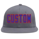 Custom Dark Gray Royal-Red Flat Eaves Sport Baseball Cap