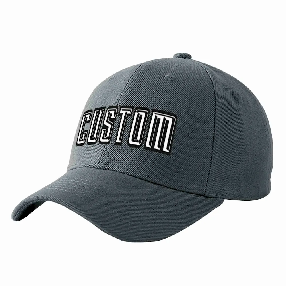 Custom Dark Gray White-Black Curved Eaves Sport Baseball Cap Design for Men/Women/Youth