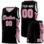 Custom Black Light Pink-White Graffiti Pattern Side Curve Pattern Sports Uniform Basketball Jersey Sets
