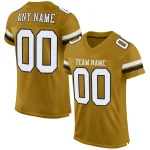 Custom Old Gold White-Black Classic Style Mesh Authentic Football Jersey