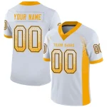 Custom White Gold-Black Drift Fashion Mesh Authentic Football Jersey