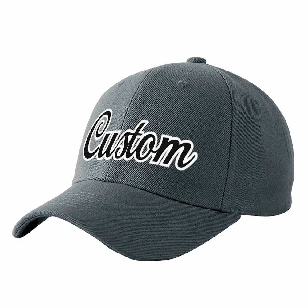 Custom Dark Gray Gold-Black Curved Eaves Sport Baseball Cap Design for Men/Women/Youth