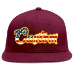 Custom Crimson Vintage USA Flag-Gold Flat Eaves Sport Baseball Cap