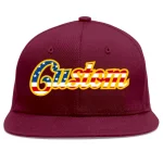 Custom Crimson Vintage USA Flag-Gold Flat Eaves Sport Baseball Cap