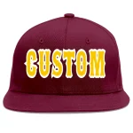 Custom Crimson Gold-White Flat Eaves Sport Baseball Cap