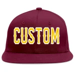 Custom Crimson Gold-White Flat Eaves Sport Baseball Cap