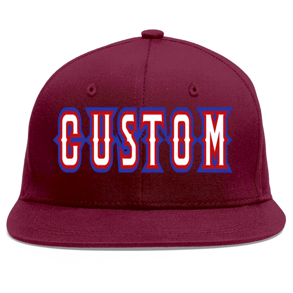 Custom Crimson White-Red Flat Eaves Sport Baseball Cap
