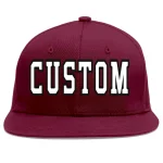 Custom Crimson White-Black Flat Eaves Sport Baseball Cap