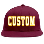 Custom Crimson White-Gold Flat Eaves Sport Baseball Cap