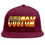 Custom Crimson Vintage USA Flag-Gold Flat Eaves Sport Baseball Cap