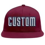 Custom Crimson White-Navy Flat Eaves Sport Baseball Cap