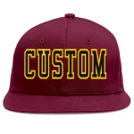 Custom Crimson Black-Gold Flat Eaves Sport Baseball Cap