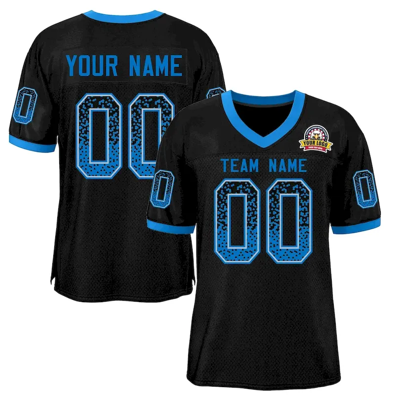 Custom Black Powder Blue-White Drift Fashion Mesh Authentic Football Jersey