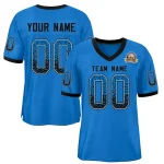 Custom Panther Blue Black-White Drift Fashion Mesh Authentic Football Jersey
