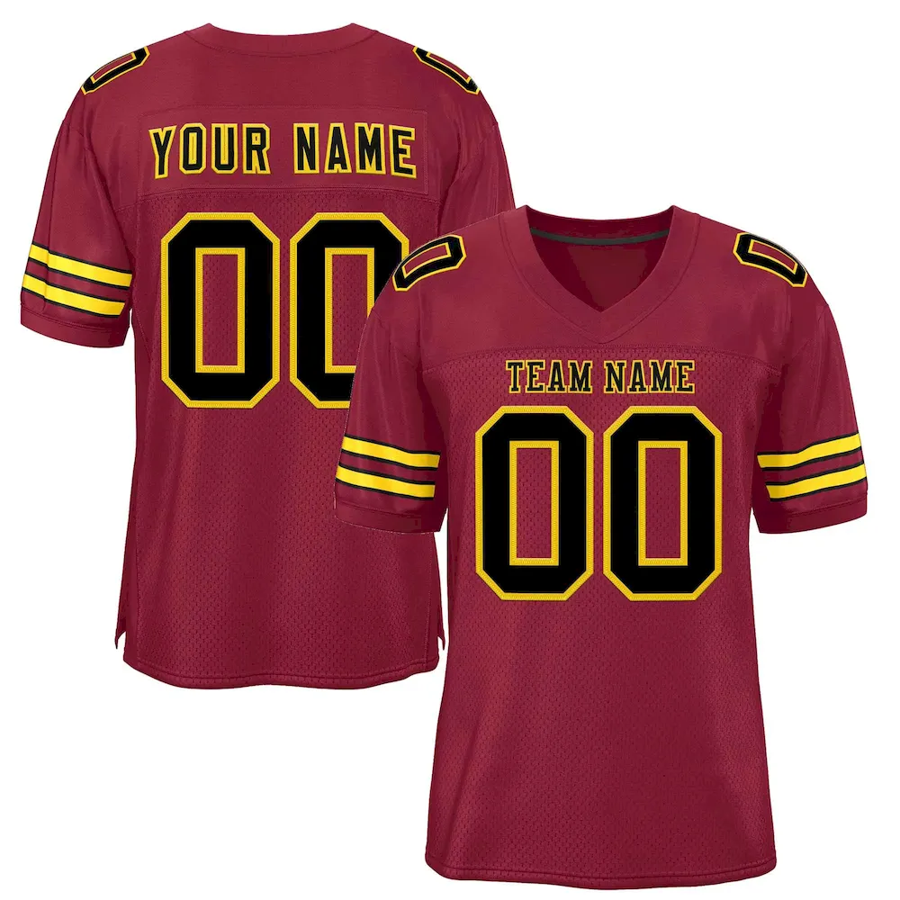 Custom Burgundy Black-Gold Classic Style Authentic Football Jersey