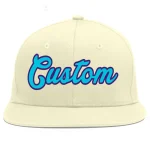 Custom Cream Light Blue-purple Flat Eaves Sport Baseball Cap