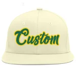 Custom Cream Kelly Green-Gold Flat Eaves Sport Baseball Cap