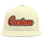 Custom Cream Red-Old Gold Flat Eaves Sport Baseball Cap