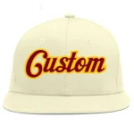 Custom Cream Crimson-Gold Flat Eaves Sport Baseball Cap