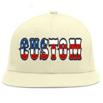 Custom Cream Vintage USA Flag-Gold Flat Eaves Sport Baseball Cap