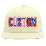 Custom Cream Royal-White Flat Eaves Sport Baseball Cap