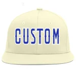 Custom Cream Royal-White Flat Eaves Sport Baseball Cap