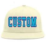 Custom Cream Light Blue-purple Flat Eaves Sport Baseball Cap