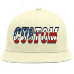 Custom Cream Vintage USA Flag-Gold Flat Eaves Sport Baseball Cap