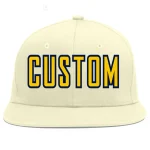 Custom Cream Gold-Navy Flat Eaves Sport Baseball Cap