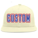 Custom Cream Royal-White Flat Eaves Sport Baseball Cap