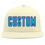 Custom Cream Light Blue-purple Flat Eaves Sport Baseball Cap