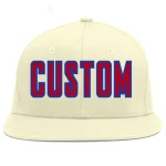 Custom Cream Red-Royal Flat Eaves Sport Baseball Cap