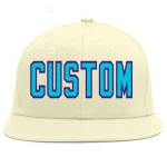 Custom Cream Light Blue-purple Flat Eaves Sport Baseball Cap