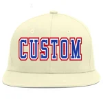 Custom Cream Royal-White Flat Eaves Sport Baseball Cap