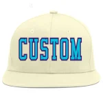 Custom Cream Light Blue-purple Flat Eaves Sport Baseball Cap