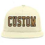 Custom Cream Old Gold-Black Flat Eaves Sport Baseball Cap