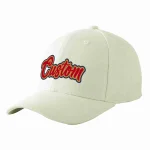 Custom Cream Red-Old Gold Curved Eaves Sport Baseball Cap Design for Men/Women/Youth